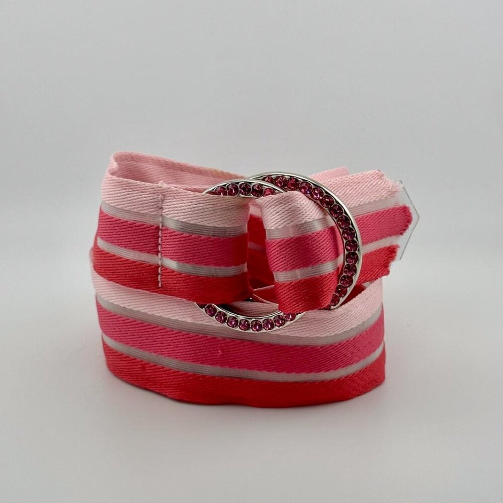 Vintage Y2K Mcbling Rhinestone Belt in Pink, Double Ring Y2K Waist Belt (S/M)